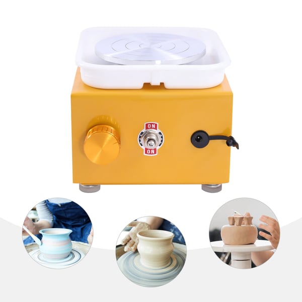 Elektrisk mini drejeskive - Pottemagerhjul bordmodel - 10 cm plade - 0–2000 omdr./min - 24 W - 100–240 V - Aluminiumsplade - Max 1 kg