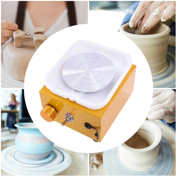 Elektrisk mini drejeskive - Pottemagerhjul bordmodel - 10 cm plade - 0–2000 omdr./min - 24 W - 100–240 V - Aluminiumsplade - Max 1 kg