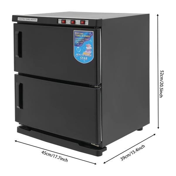 Håndklædevarmer - Elektrisk 2-niveau varmeskab - 50 L - 412 W - 220 V/50 Hz - Sterilisering - Rustfrit stål - Sort