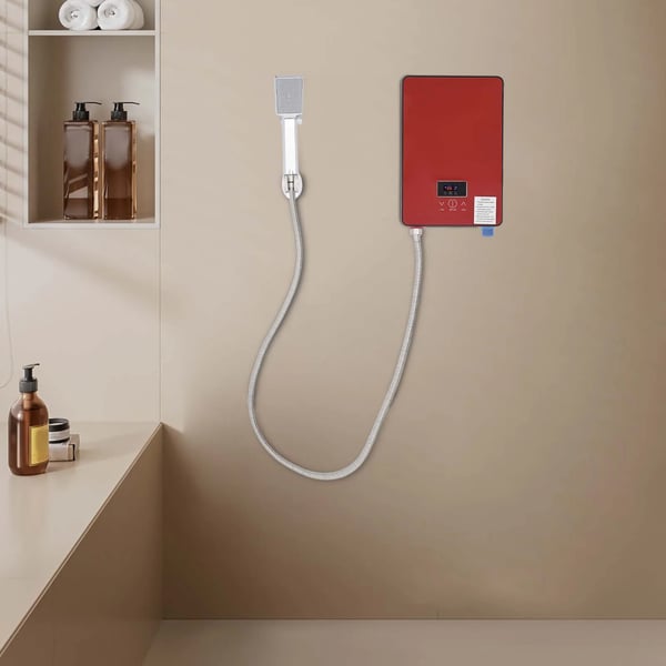 Vandvarmer - Elektrisk Gennemstrømningsmodel - 6500 W 220 V - Øjeblikkelig - Væghængt - Rustfrit Stål - Til Køkken & Badeværelse - Rød