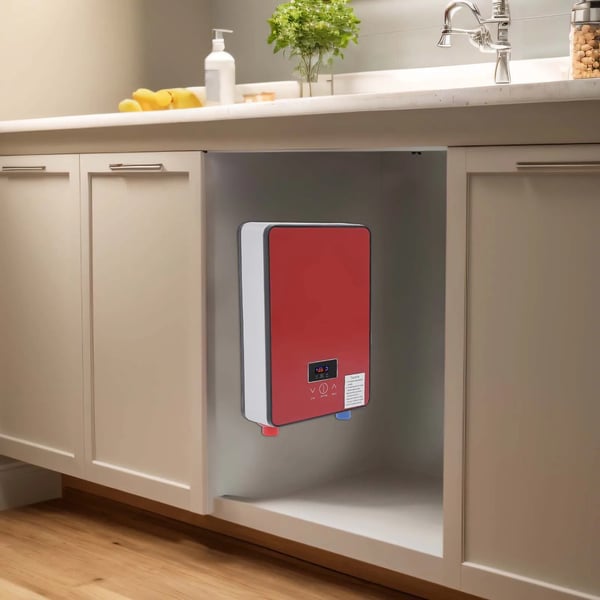 Vandvarmer - Elektrisk Gennemstrømningsmodel - 6500 W 220 V - Øjeblikkelig - Væghængt - Rustfrit Stål - Til Køkken & Badeværelse - Rød