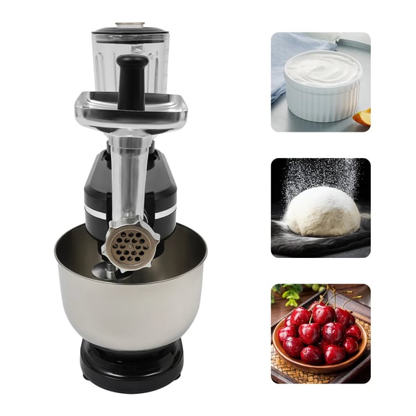 Køkkenmaskine - Røremaskine - 700 W - 6+1 Hastigheder - 6 l Skål - Dejkrog, Piskeris, Fladpisker - Stænkbeskytter - Juicebeholder