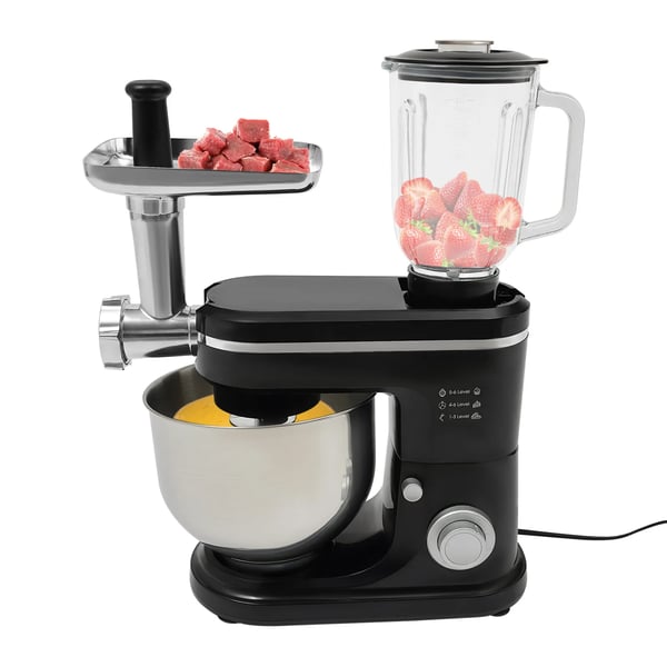 Køkkenmaskine - Røremaskine - 700 W - 6+1 Hastigheder - 6 l Skål - Dejkrog, Piskeris, Fladpisker - Stænkbeskytter - Juicebeholder