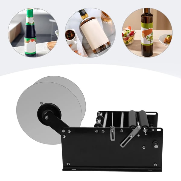 Flasketiketteringsmaskine - MT-30 - Til runde flasker - Justerbar - Manuel - Sort