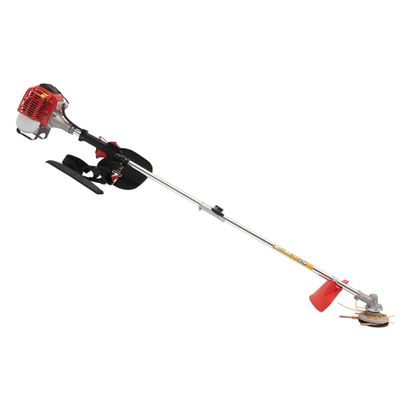 Bensiinitrimmeri/raivaussaha - Yksisylinterinen 2‑tahti - 26 cm³ - 0,65 kW - 2 teräpäätä - Kahva & olkahihna - Punainen/Hopea