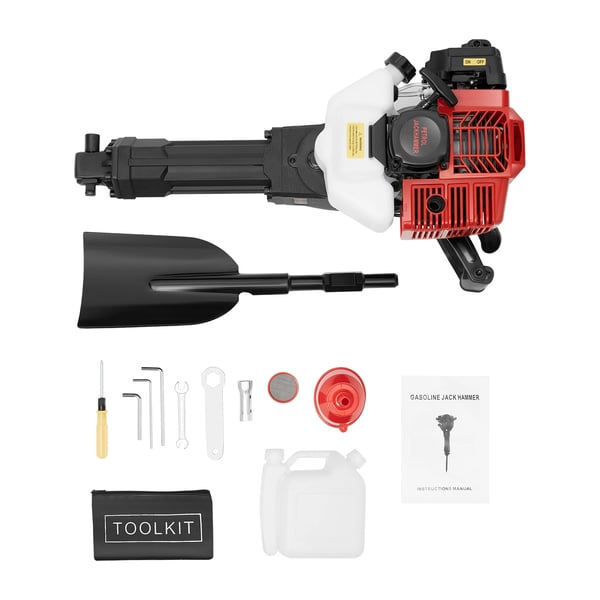 Handholdt benzindrevet graver - Trægraver - Totakt 52 cc - Effekt 1900 W - Luftkølet enkeltcylindret - Skovlbredde 17 cm - Sort