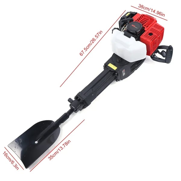 Handholdt benzindrevet graver - Trægraver - Totakt 52 cc - Effekt 1900 W - Luftkølet enkeltcylindret - Skovlbredde 17 cm - Sort