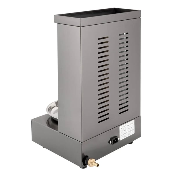 Döner kebab/shawarma grill - Lodret rotisseri - Gas - 2 brændere - Infrarød opvarmning - 360° rotation - Kapacitet 8 kg - Sort