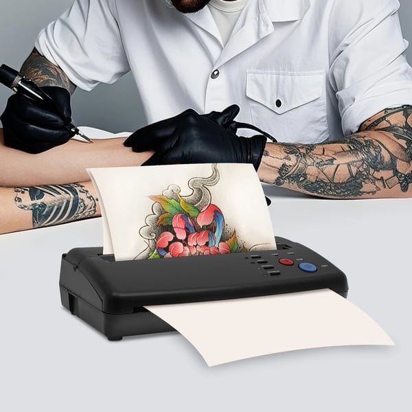 Tatoveringsskabelon-overførselsmaskine A4 - Termisk kopimaskine/printer - 21 cm Scanningsbredde - Høj Opløsning - 100–240 V, 50–60 Hz - Sort