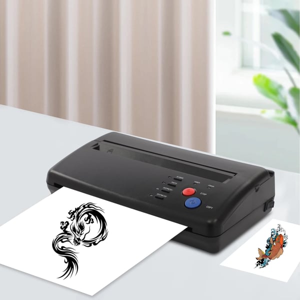 Tatoveringsskabelon-overførselsmaskine A4 - Termisk kopimaskine/printer - 21 cm Scanningsbredde - Høj Opløsning - 100–240 V, 50–60 Hz - Sort