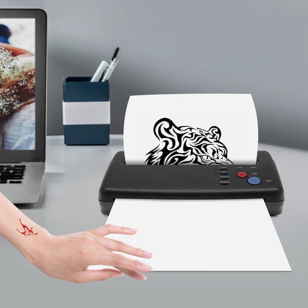 Tatoveringsskabelon-overførselsmaskine A4 - Termisk kopimaskine/printer - 21 cm Scanningsbredde - Høj Opløsning - 100–240 V, 50–60 Hz - Sort
