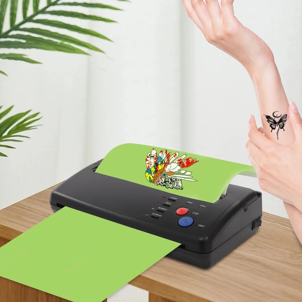 Tatoveringsskabelon-overførselsmaskine A4 - Termisk kopimaskine/printer - 21 cm Scanningsbredde - Høj Opløsning - 100–240 V, 50–60 Hz - Sort