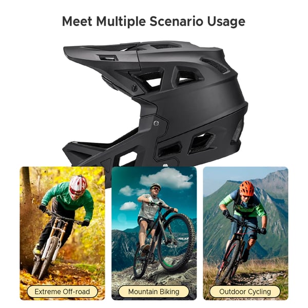 MTB pyöräilykypärä miehille - Fullface DH-kypärä - Lippa - Irrotettava pehmuste - Erittäin kevyt EPS - CE-hyväksytty - Koko M - Musta