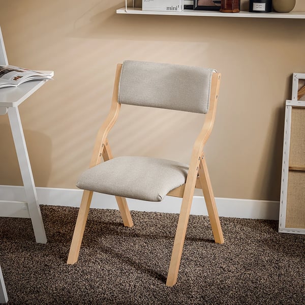 FST40x2 - Sammenklappelige træ-spisestole, 2-pak - Ergonomisk polstret sæde - Uden armlæn - 54×48×80 cm - Lysegrå