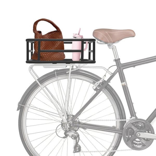 Cykelkurv - Bagagebærerkurv bagpå - Jern - 25 kg bæreevne - 45,5×32,5×15 cm - 16 huller - Passer de fleste MTB og racercykler - Sort