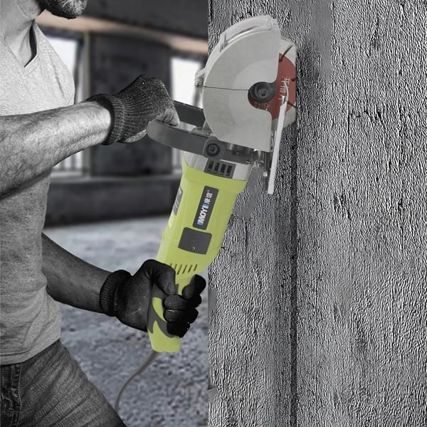 Vægfræser - Rilleskærer/Kanalskærer - 4000 W - 6500 o/min - Til beton og marmor - 5 klinger - EU-stik - Lysegrøn