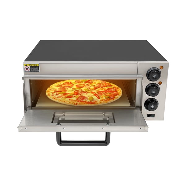 Elektrisk pizzaovn - Bordmodel - 2000 W - 50–350°C - Hurtig opvarmning - 57×47×27 cm - Kommerciel - Hvid