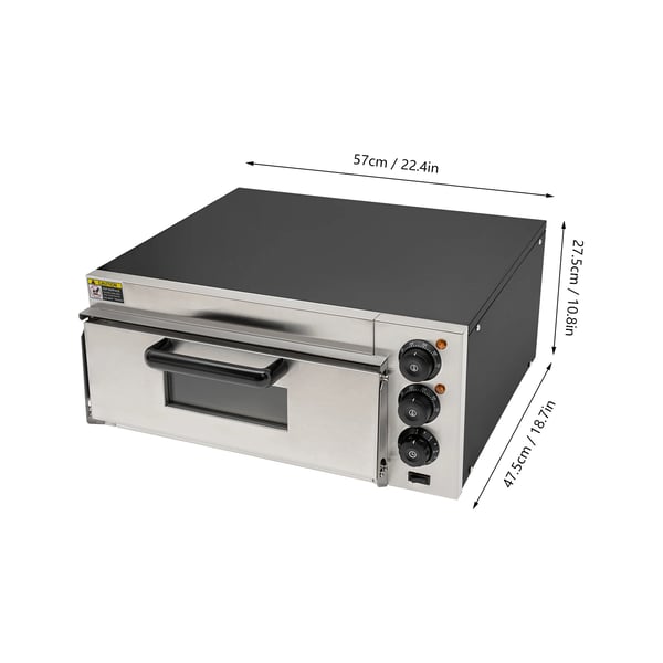 Elektrisk pizzaovn - Bordmodel - 2000 W - 50–350°C - Hurtig opvarmning - 57×47×27 cm - Kommerciel - Hvid