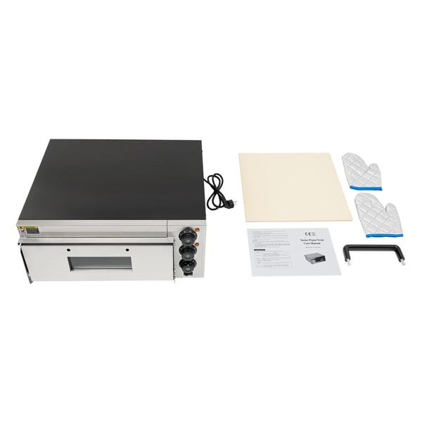 Elektrisk pizzaovn - Bordmodel - 2000 W - 50–350°C - Hurtig opvarmning - 57×47×27 cm - Kommerciel - Hvid