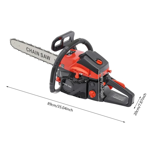 Benzinkædesav - Motorsav - Håndholdt - 58 cm³ - 2,2 kW - Rød