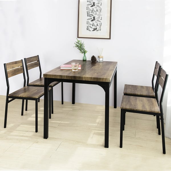 Spisebordsstole i træ - FST72-Nx4 4-pak - Med ryglæn - Moderne minimalistisk - Størrelse 39x42x82 cm - Uden armlæn - Samling kræves - Brun
