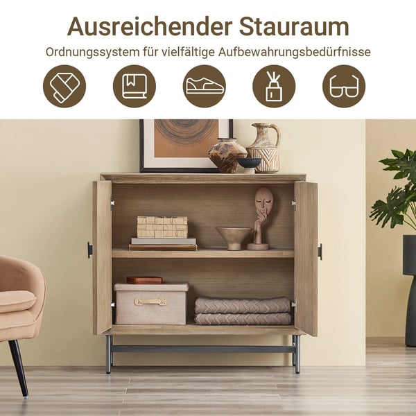 HFSB06-N - Skænk kommode - Træ - Maks belastning 49 kg - Anti-vælt sikring - Fritstående - 90x40,5x86,7 cm - Kaffebrun
