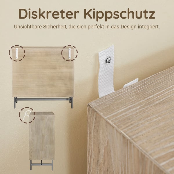 HFSB06-N - Skænk kommode - Træ - Maks belastning 49 kg - Anti-vælt sikring - Fritstående - 90x40,5x86,7 cm - Kaffebrun