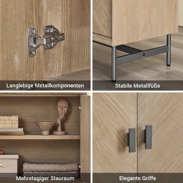 HFSB06-N - Skænk kommode - Træ - Maks belastning 49 kg - Anti-vælt sikring - Fritstående - 90x40,5x86,7 cm - Kaffebrun
