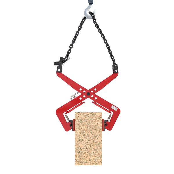 Stenløfter - Stenklemme i saksdesign - 350 kg kapacitet - Justerbar åbning 10,16 cm - Gummibelægning - Legeret stål - Gul/Rød