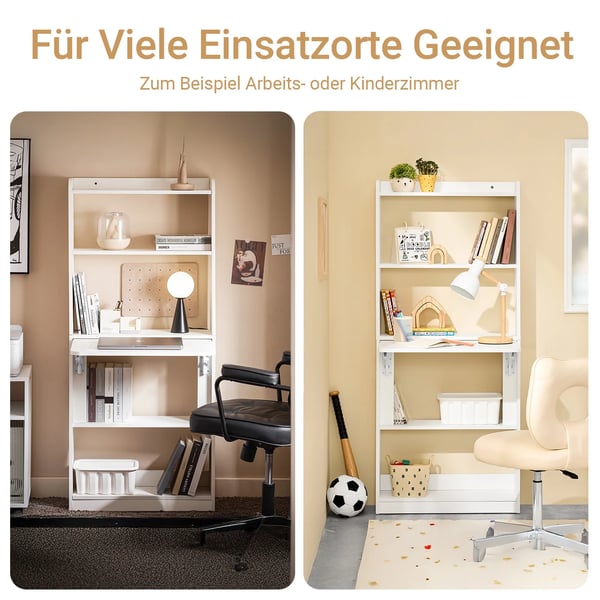 Væghængt foldbart skrivebord - Vægbord - Pladsbesparende - Træ - Moderne stil - Uden hjul - Samling påkrævet - Hvid