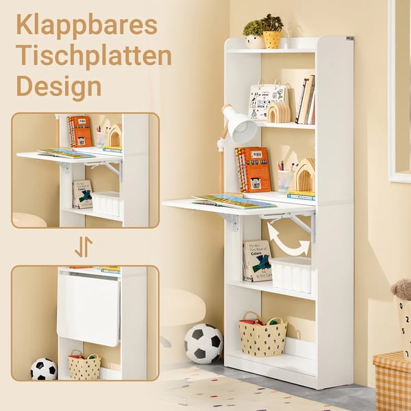 Væghængt foldbart skrivebord - Vægbord - Pladsbesparende - Træ - Moderne stil - Uden hjul - Samling påkrævet - Hvid