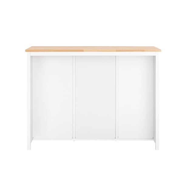 Køkkenø - Fritstående skænk - Træ - 2 skuffer - Montering kræves - 120 x 90 x 56 cm - Hvid