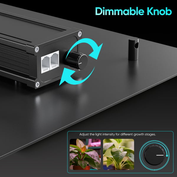 P1000 - LED Kasvivalo Grow Light - Täysspektri - Daisy Chain Useita Lamppuja - Himmennettävä 0–100% - 2 Koukkua - Sisäviljelyyn - Musta