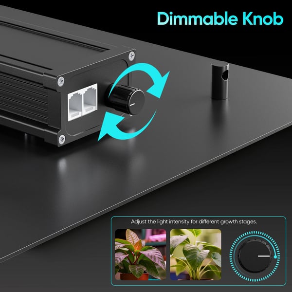 P1000 - LED Kasvivalo Grow Light - Täysspektri - Daisy Chain Useita Lamppuja - Himmennettävä 0–100% - 2 Koukkua - Sisäviljelyyn - Musta