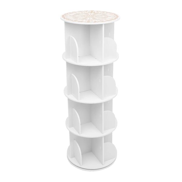 Roterende bogreol - 4 niveauer - 360° drejbar - 16 rum - Ø 23 cm - Til bøger/legetøj/samlergenstande - Gul