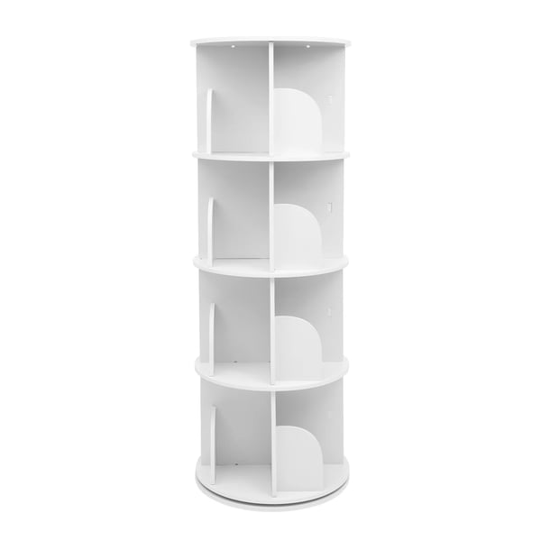 Roterende bogreol - 4 niveauer - 360° drejbar - 16 rum - Ø 23 cm - Til bøger/legetøj/samlergenstande - Gul