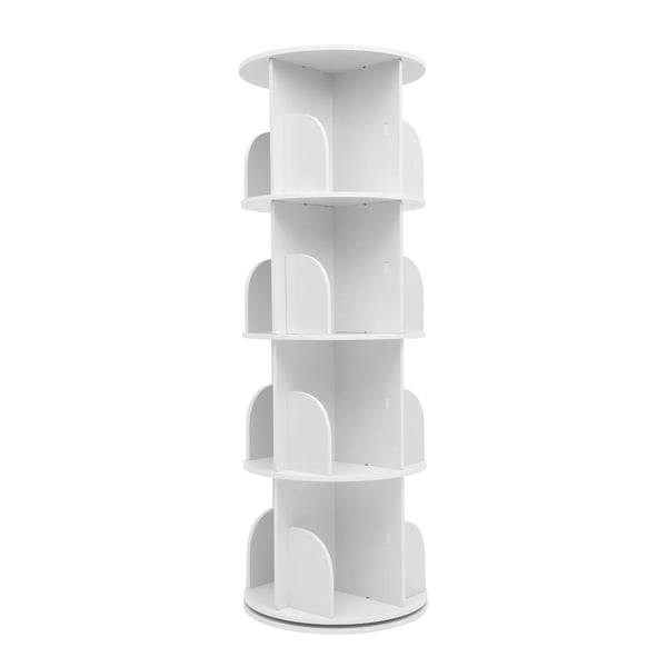 Roterende bogreol - 4 niveauer - 360° drejbar - 16 rum - Ø 23 cm - Til bøger/legetøj/samlergenstande - Gul