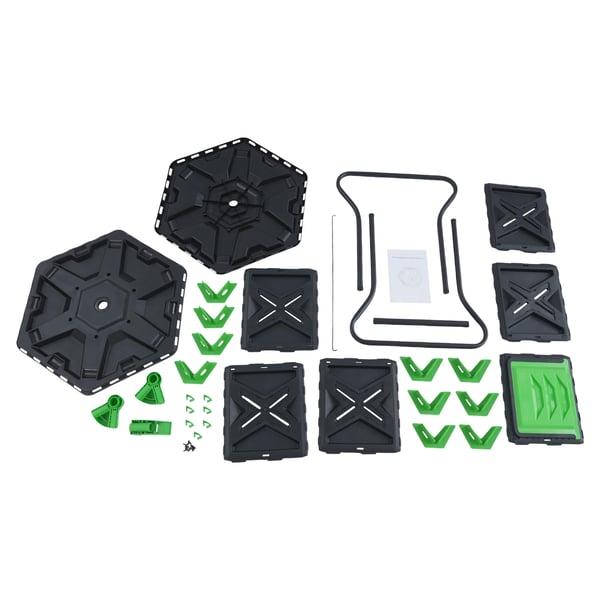 Kompostbeholder - Roterende Tumbler - Enkeltkammer - 70 l Kapacitet - Sekskantet Form - Sidelåge 27×21 cm - Sort + Grøn