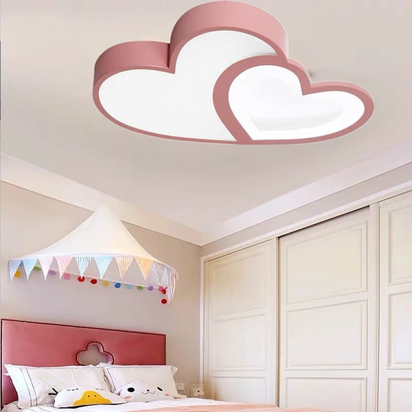 LED Loftlampe - Hjerteformet Loftplafond - Dæmpbar med fjernbetjening - 3 farvetemperaturer - 35 W - 110/220 V - Til børneværelse - Lyserød