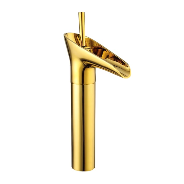 Badarmatur - Håndvaskblander - Etgrebs - Varm/Kold - Bordmontering - G3/8-tilslutning - Slange 50 cm - Tudhøjde 20 cm - Guld