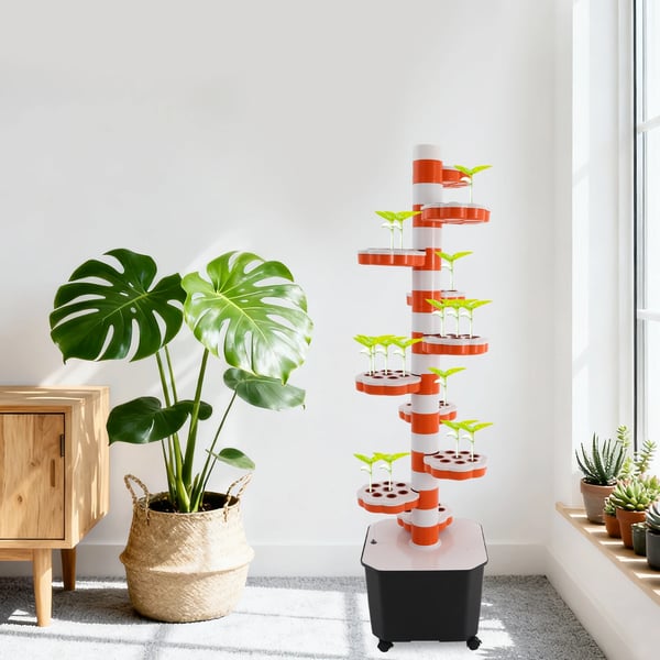 Hydroponisk dyrkningstårn - Vertikalt hydroponisk plantesystem - 10 etager - Med timer - Multifarvet