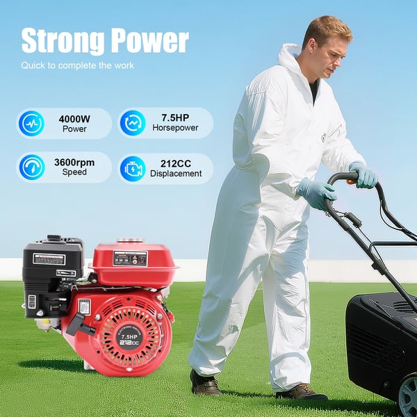 Bensiinimoottori - 170F-7.5HP - Moottorityyppi 4-tahti - Iskutilavuus 212 cc - Teho 7,5 hv / 4 kW - Ilmajäähdytteinen - Punainen
