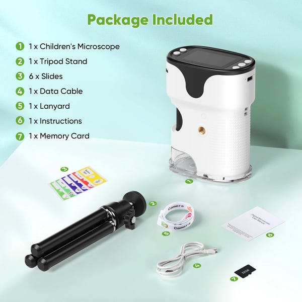 Smartphone mikroskop - Digitalt Håndholdt USB-mikroskop - 500–1500x Forstørrelse - 5,1 cm Skærm - Bærbar Lommestørrelse - Uden Batteri - Hvid