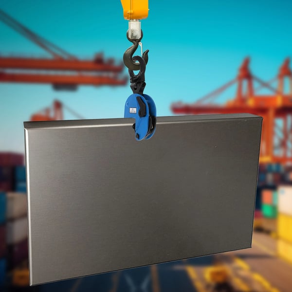Pladeløfter - Løfteklemme til plader - 2 t bæreevne - Kæbeåbning 0–25 mm - CE-certificeret - 38×17×7 cm - Blå