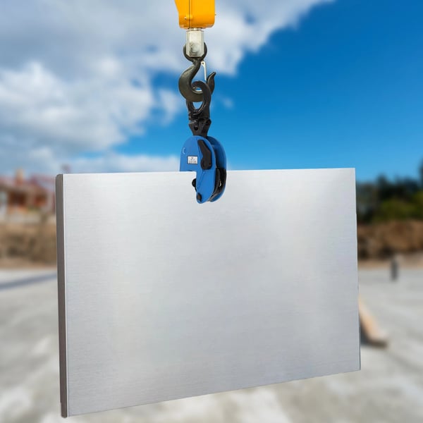 Pladeløfter - Løfteklemme til plader - 2 t bæreevne - Kæbeåbning 0–25 mm - CE-certificeret - 38×17×7 cm - Blå