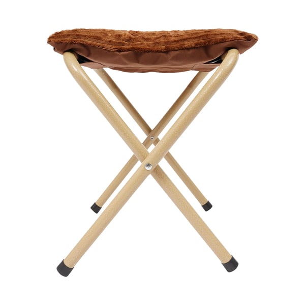 Taitettava jalkajakkara - Jakkara - Paksu pehmuste - Vakosametti - Ergonomiset metallijalat - Silikonitassut - Max 100 kg - Kahvinruskea