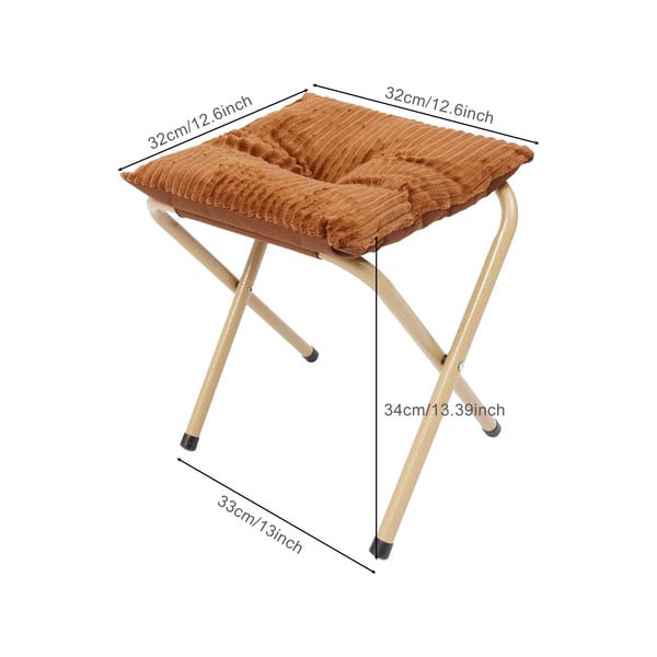 Sammenklappelig fodskammel - Foldbar skammel - Tykt sæde - Fløjl - Ergonomiske metalben - Skridsikre silikonefødder - Max 100 kg - Kaffebrun