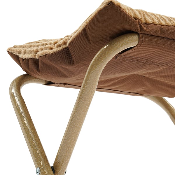 Fodskammel - Sammenklappelig skammel - Ergonomisk tyk pude - Fløjl - Metalben med skridsikre fødder - 100 kg bæreevne - Khaki