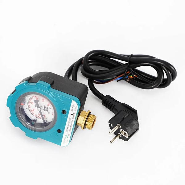 Trykafbryder til pumpe - Højtryk - IP65 Vandtæt - 0–10 kg/cm² - Støjsvag Drift - Til Dykpumper & Dybbrøndspumper - Blå