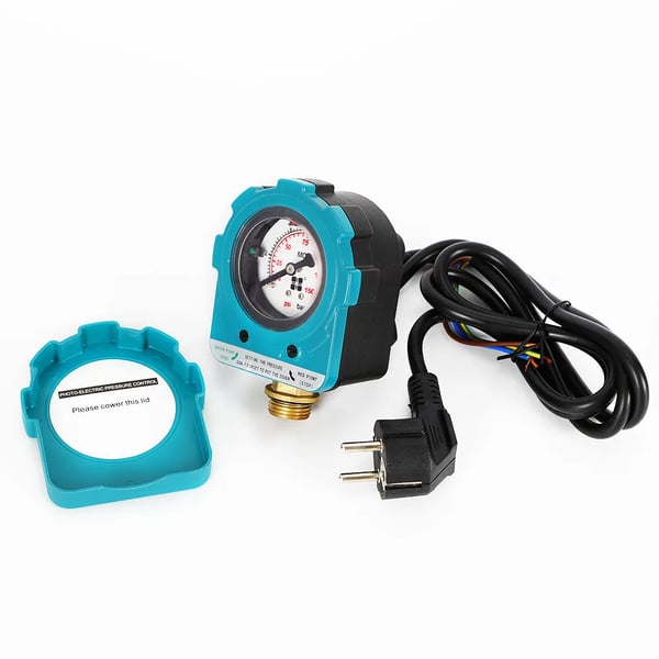 Trykafbryder til pumpe - Højtryk - IP65 Vandtæt - 0–10 kg/cm² - Støjsvag Drift - Til Dykpumper & Dybbrøndspumper - Blå